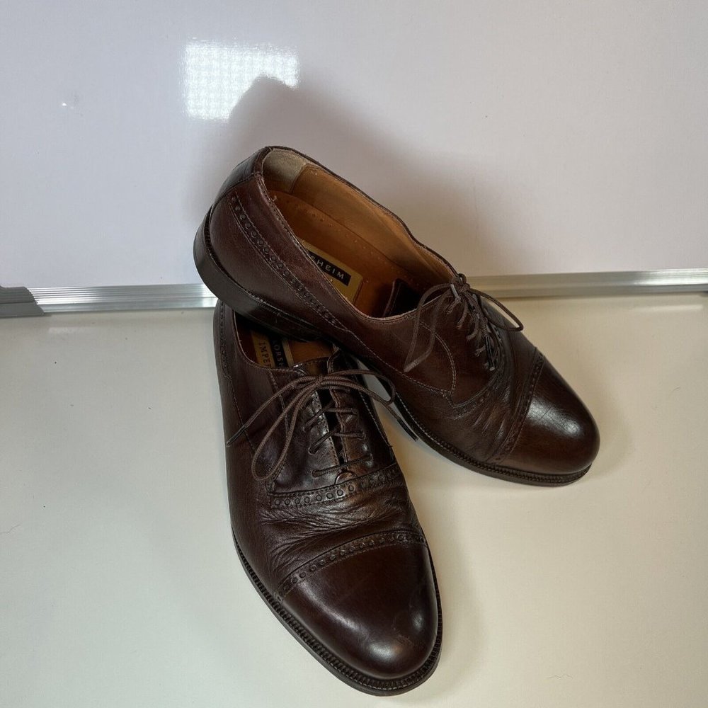 Florsheim Imperial Brown Italian Leather Shoes. 93367 Mens SZ 7.5D Cap Toe